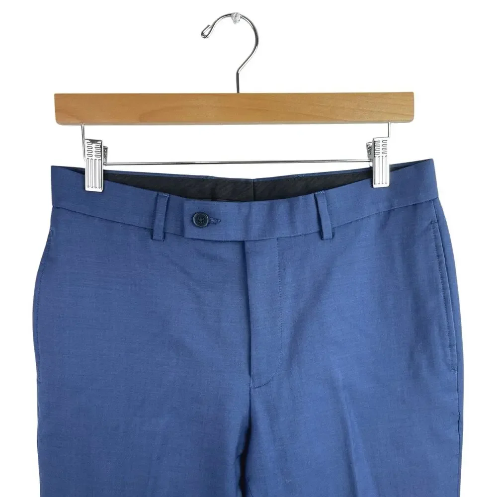Calvin Klein Men's 100% Wool Blue Stretch Straight Khaki Chino Dress Pants Sz 30